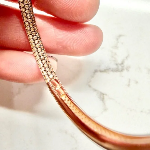 Nickho Rey Slim Tire 14K-Rose-Gold Vermeil & Crystal Hoop Earrings - Picture 4 of 6